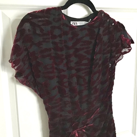 ZARA Velvet Silk Draped Long Dress Limited Edition - Picture 9 of 15